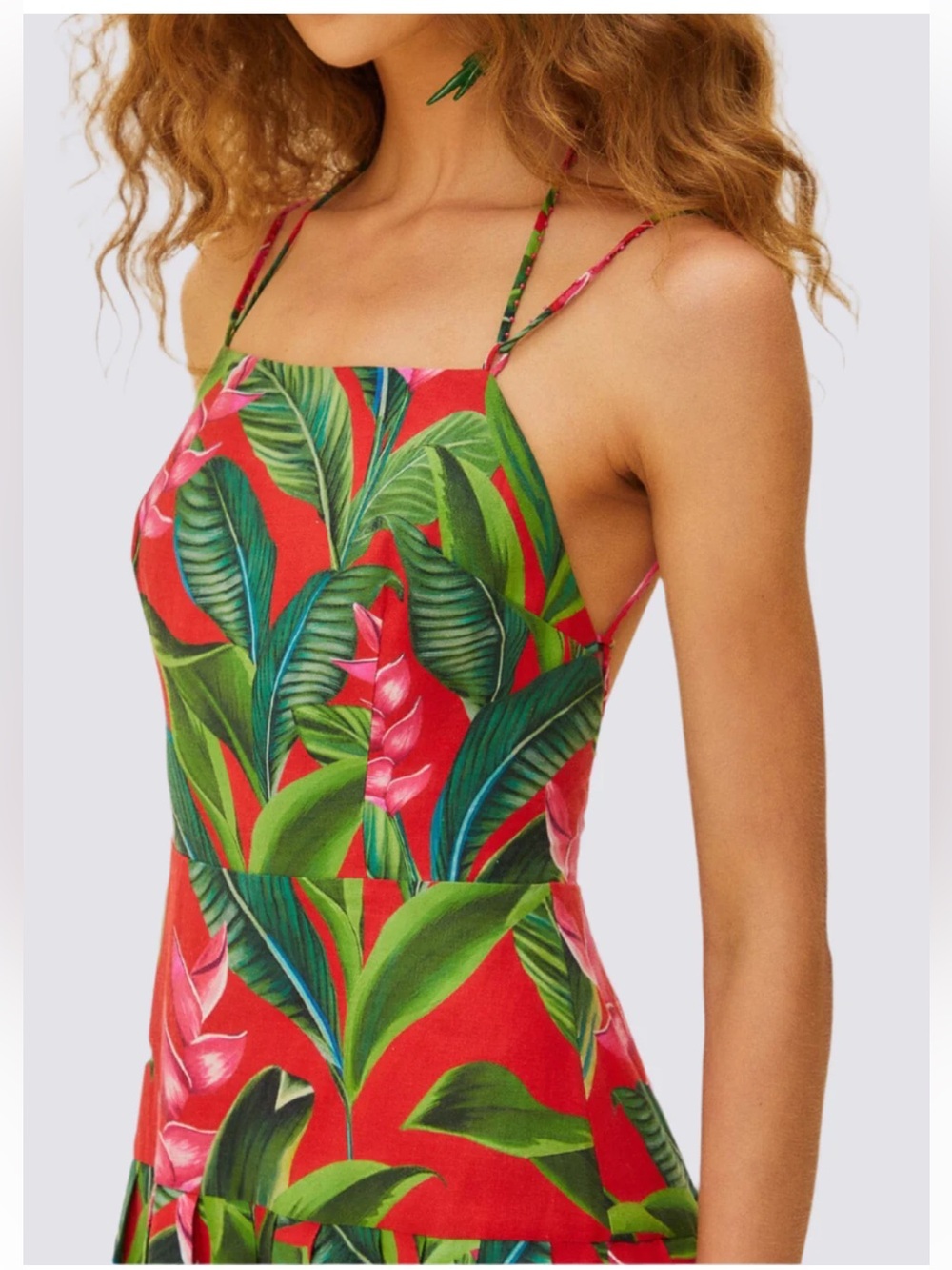 DREAM GARDEN RED STRAPPY MAXI DRESS xs